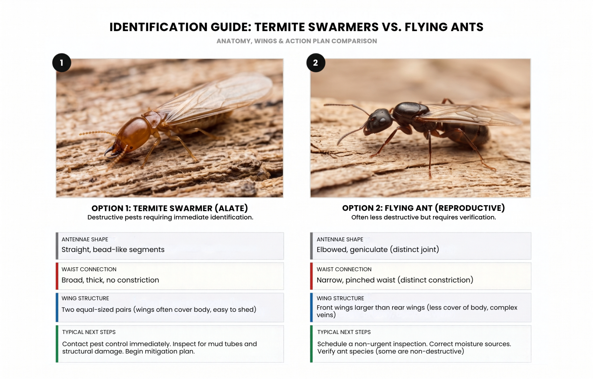 Identification guide comparing flying ants vs termites